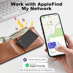 [Apple MFi Certified] 4 Pack Wallet Tracker Card with Apple Find My (iOS Only) Rechargeable Air Tracker Tags Bluetooth Wallet Finder IP68 Waterproof GPS Tracker Item Finder for Keys, Bags, Passport