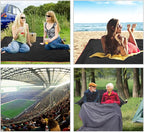 REDCAMP Large Waterproof Stadium Blanket for Cold Weather, Soft Warm Fleece Camping Blanket Windproof for Outdoor Sports, Blue/Red (Outer Grey/Inner Black)