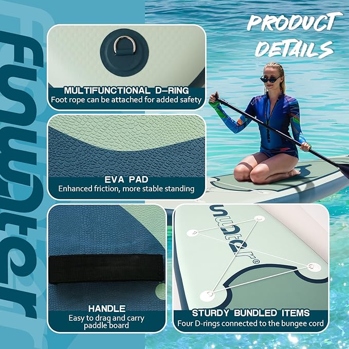 FunWater Inflatable Stand Up Paddle Board 10'/10'6"/11'/11'6" Paddle Board for Adults & Youth, Paddleboards Inflatable with Premium SUP Accessories, Wide Stable, Non-Slip Comfort Deck