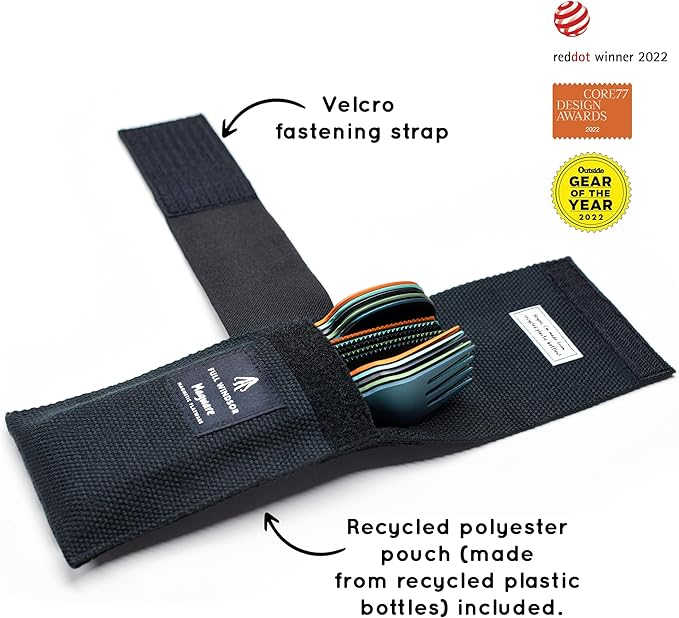 FULL WINDSOR - MAGWARE Magnetic Camping Cutlery Set - Travel Utensils for Camping, Cooking, and Outdoor Dining - Knife, Fork & Spoon - Portable Silverware with Pouch - Multicolor (15 PCS)