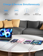 Portable Charger with Wall Plug, 20000mAh USB C Power Bank Fast Charging, External Battery Pack with Built in Cables, Digital Display, 5 Output 2 Input for iPhone Android Cell Phone Tablet