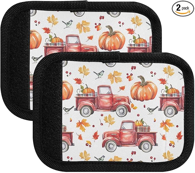 Red Truck Pumpkin Luggage Handle Wrap for Suitcase Luggage Tags Handle Covers Identifiers Soft Decorations Travel Accessories 2 Pack