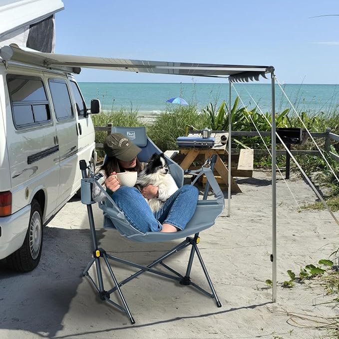 TIMBER RIDGE Hammock Camping Chair with Adjustable Backrest, Heavy Duty Folding Hammock Chair Supports 300lbs, Portable Hammock Chair for Camping, Travelling and Patio, Blue 2 Pack