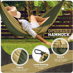 Camping Hammock Lightweight, Portable Hammocks Parachute Hammock with Two Tree Straps, Single or Double Travel Swing Nylon Camp Hammocks, Outdoor Essentials for Beach Backpacking Hiking, Orange