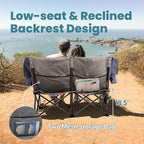 700lbs Capacity Double Camping Chair for 2 Adults - Low-Profile Outdoor Loveseat with XL Cup Holders & Storage Pockets, Heavy Duty Folding Couch for Camping, Lawn, Backyard (Navy Blue)