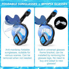 Devilfish Full Face Snorkel Mask Adults, Dry Top System Snorkeling Set with Foldable Sunglasses, 180 Degree Panoramic View Snorkel Gear, Scuba Diving Masks Anti-Leak & Anti-Fog