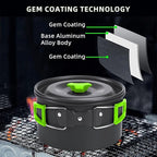 aiGear 3pcs Camping Cookware Mess Kit, Non-Stick Camping Pan Pot Kettle, Lightweight Aluminum, Collapsible Portable Camping Cooking Set for Outdoor Cooking Hiking Picnic