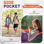 Camping Hammock Lightweight, Portable Hammocks Parachute Hammock with Two Tree Straps, Single or Double Travel Swing Nylon Camp Hammocks, Outdoor Essentials for Beach Backpacking Hiking, Orange