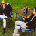 SUNNYFEEL Oversized Folding Camping Chair 500 LBS Heavy Duty Lawn Chairs for Adults Blue Portable Folding with Armrest, Cup Holder, Pocket ＆Bag for Outdoor Camping/Beach/Travel/Picnic/Fishing