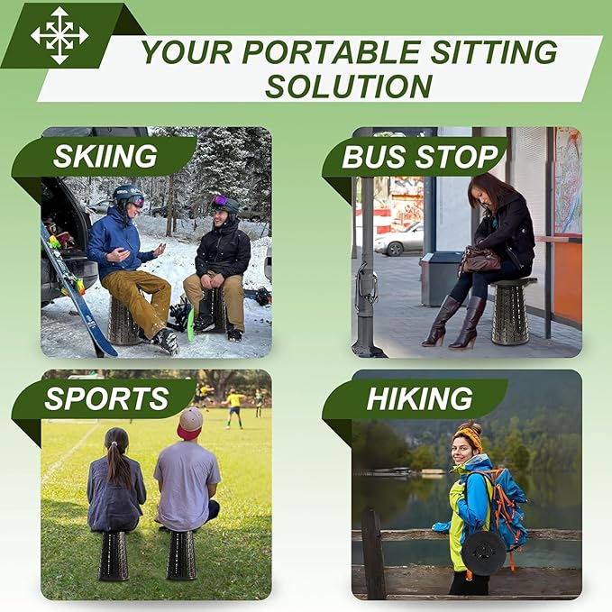 ALEVMOOM 2025 Upgraded XXL Collapsilbe Stool with Cushion,More Sturdy and Height 19.7“,D11.8”,Portable and Lightweight Adjustable Telescoping Stool for Camping Hiking BBQ Max Loading 1000Ibs