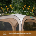 Pop Up Tent，Portable Canopy Tent with Mesh Mosquito Net, Screen House Room Canopy Shade Screen 6 x 6 FT with Carry Bag for Patio, Backyard, Sports & Outdoors Activities, Beige