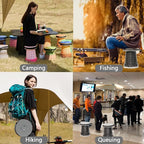 Upgraded XXL Collapsible Stool with Cushion,19.7"H-11.8"D Telescoping Folding Stool for Adults,More Sturdy Portable Camping Stools with Load Capacity 1000lbs for Outdoor,Garden,Fishing,Hiking