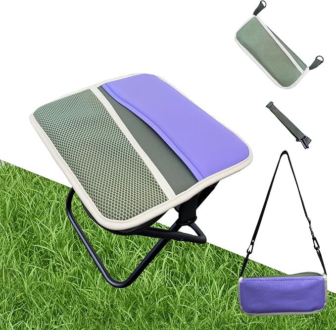 Portable Stool with Shoulder Strap-Pocket Chair for Mountaineering,Picnic,Hiking and Fishing,Handbag Style Bi-Color Foldable Stool