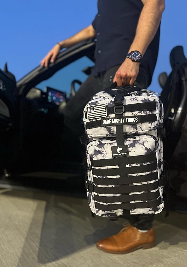 AMERICANPHOENIX 45L Elite Tactical Backpack | 3X Stronger Work & Military Backpack | Water Resistant and Heavy Duty | 3 Day MOLLE Bug Out Bag (Black Ice)