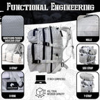 AMERICANPHOENIX 45L Elite Tactical Backpack | 3X Stronger Work & Military Backpack | Water Resistant and Heavy Duty | 3 Day MOLLE Bug Out Bag (Polar White)