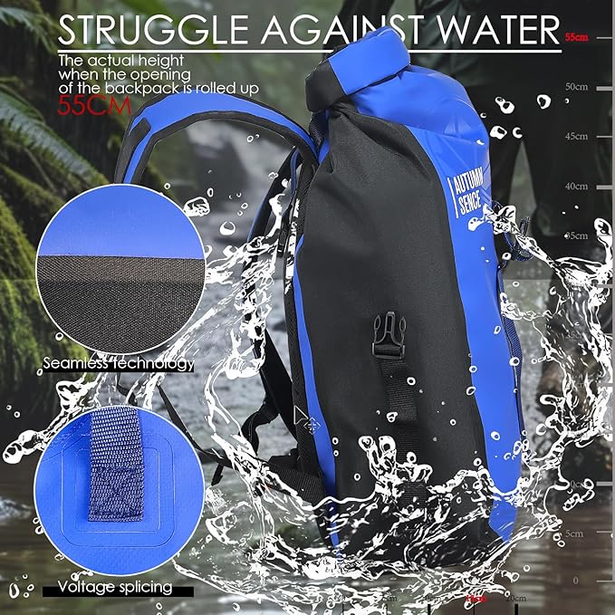 Dry Bags Waterproof Backpack, Waterproof backpack for Water sports,boating,Floating,hiking, camping and other outdoor activities 25L.(Blue)