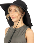 SUN CUBE Wide Brim Sun Hat with Neck Flap, UPF50+ Hiking Safari Fishing Hat for Men Women, Sun Protection Beach Hat