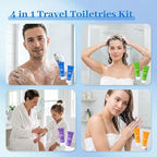 10 Set 4-IN-1 Travel Size Hotel Toiletries Bulk,40 Pack 30ml/1 fl oz Mini Hotel Toiletries with Body Wash,Shampoo,Conditioner,Body Lotion Guest Supplies Bulk for Homeless,Motel,Charity