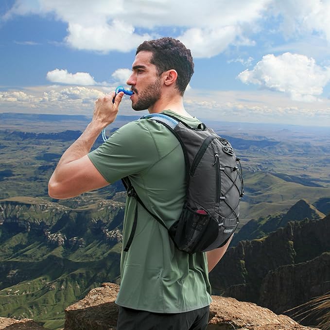 Lightweight Hydration Backpack, Running Backpack with 2L Water Bladder, Hydro Water Daypack for Cycling Hiking Rave for Men Women