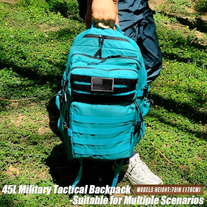 Military Tactical Backpack 45L Large Tactical Backpack for Men, Hiking Rucksack With Bottle Holder