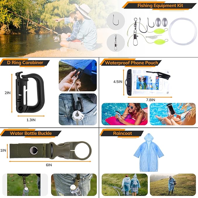 Survival Kit, 250pcs Survival Tools Tactical Gear and Trauma Bag, Survival First Aid Kit with Molle Crossbody Bag & Emergency Tent for Earthquake, Bug Out, Outdoor Adventure, Gifts for Christmas Men