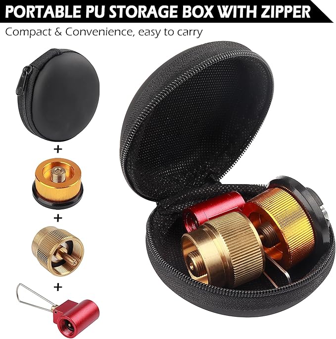 Camping Stove Burners Gas Refill Adapters EN417 Lindal Valve Canister Shifter Backpacking Stove Refill Adapter Valve Kit for Propane/Isobutane/Butane Gas Tank 3 PCS