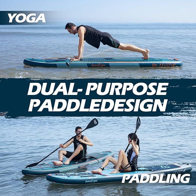 InnoExpo 11' Inflatable Stand Up Paddle Boards with Premium Accessories, Wide Stable SUP Paddle Board Design, Non-Slip Comfort Deck for Youth & Adults