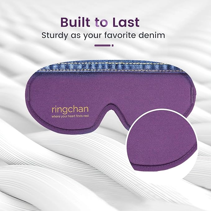 ringchan Full Blackout Sleep Mask for Meditation & Yoga – Soft, Skin-Friendly & Zero-Pressure on Eyelids – Ideal for Sleep, Travel & Relaxation – Deep Lavender Purple