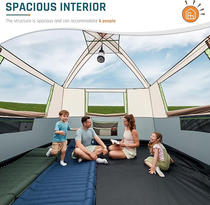 Tents for Camping 6/8/10 Person Camping Tent with Screen Porch, Weatherproof Large Cabin Tent with Rainfly and Carry Bag, Family Tent for Outdoor Camping and Backyard