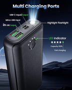 Portable Charger Power Bank 40000mah, USB C Fast Charging 22.5W External Battery Pack Phone Charger Quick Charge with 3 Outputs & 2 Inputs for iPhone 16/15 Samsung Android Camping Travel Essentials