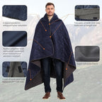 4-in-1 Large Outdoor Blanket - Waterproof & Windproof Thickened Warm Fleece Camping Blanket for Stadium, Hiking, Sporting Events - 81"x57", Packable (Royal Blue)