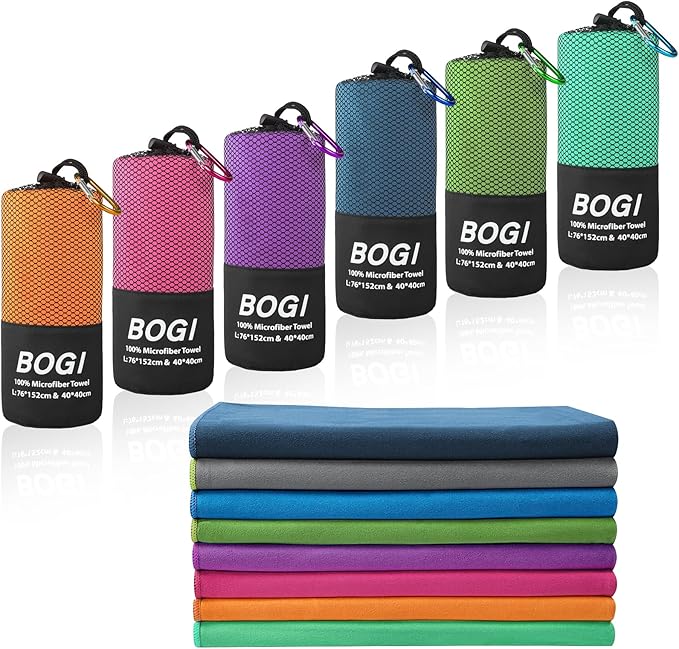 BOGI Microfiber Travel Sports Towel-Quick Dry Towel, Soft Lightweight Microfiber Camping Towel Absorbent Compact Travel Towel for Camping Gym Beach Bath Yoga Swimming Backpacking (M:40''x20''-Hpink)