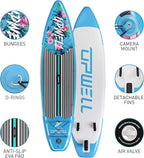 UPWELL 10'6"/11'/11'6" Inflatable Paddle Board, Stand Up Paddlboard for Youth & Adults, Stable Design, Premium SUP Accessories, Backpack, Leash, Hand Pump, Fins