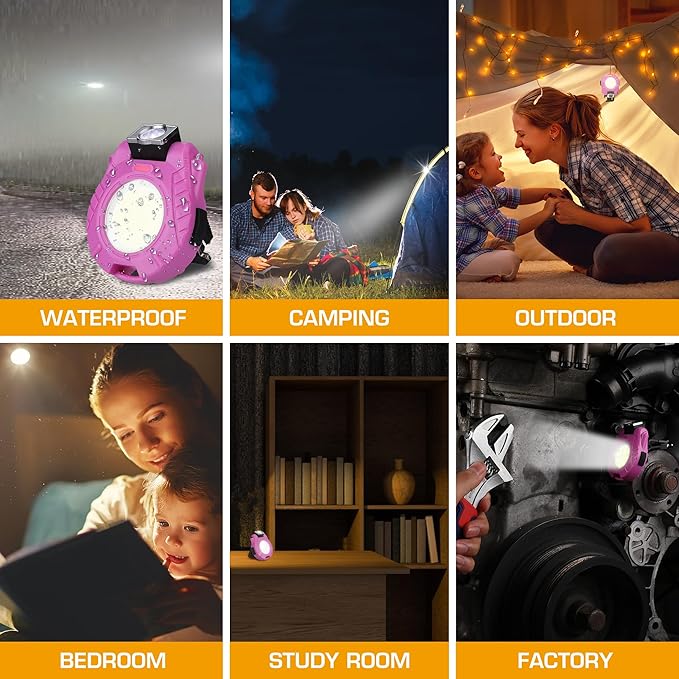 EverBrite 2 Pack COB Keychain Work Light, Mini Rechargeable Magnetic Keychain Light, Sensor Mode, Multifunctional Small Keychain Flashlights, Portable, Waterproof, for Camping, Hiking, 6 Modes, Pink