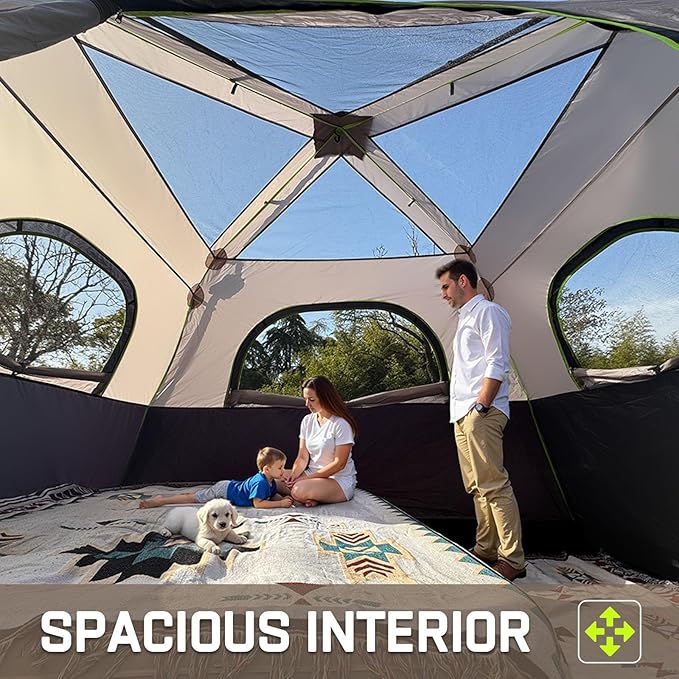 4/6/8 Person Instant Tent, Waterproof Pop Up Tents for Camping with Rainfly, 60 Seconds Easy Setup, Automatic Cabin Tent for Family Camping with Expandable Carry Bag & Upgraded Ventilation