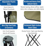 Folding Camping Chair with Canopy, Portable Outdoor Beach Chair for Fishing, BBQ, Picnic, Backyard, Lightweight Sun Shade Chair with Cup Holder, Army Green