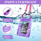 IP68 Waterproof Dry Bag, 2L - Roll Top Waterproof Pool Bag，Dry Bags for Kayaking Waterproof-w/Phone Pouch,Large Waterproof Phone Pouch,Boating & Kayak Accessories Camping (Purple 5L)