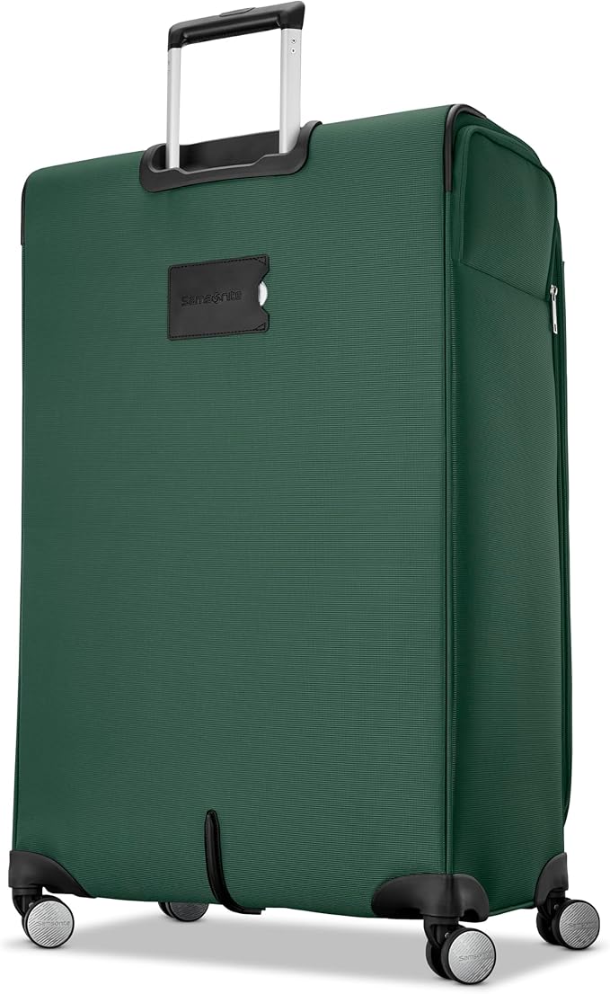 Samsonite Soft-Sided 29-Inch Lightweight Large Checked Expandable Element Suitcase: Durable, 360° Spinner Wheels, Adjustable Telescopic Handle, 2 Front & 1 Side Pocket- Deep Green