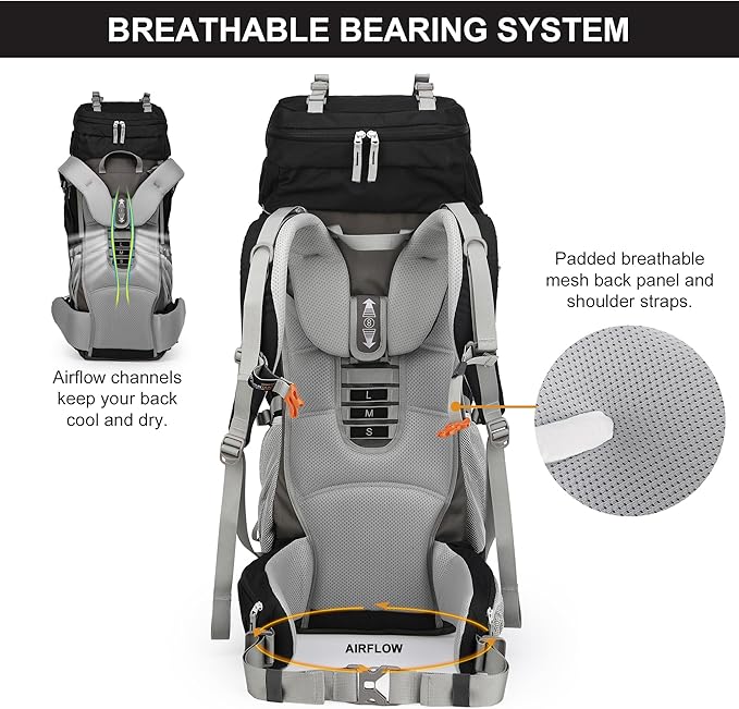 MOUNTAINTOP 70L Internal Frame Backpack Camping Backpacking Hiking Backpack for Men Women with Rain Cover