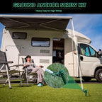 Zhengmy 8 Pcs Ground Anchors Screw in, 12 Inch Heavy Duty Tent Stakes with Trampoline Anchor Hook Ground Stakes for Camping Tent Canopies Ports Sheds Swing Sets Securing Animals (Green)