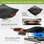 Alocs Grill Pan, Lightwight 2.2 Pounds Griddle Pan for Stove Top, 12.6'' Non-Stick Frying Pan, Pancake Griddle with Storage Bag for Indoor Cooking, Induction, Outdoor Camping BBQ and Campfire