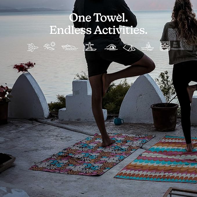 Nomadix Original Towel - Perfect for Beach, Pool, Travel, Camping, Yoga - Made with Recycled Materials - Super Absorbent - Sand Resistant - Hula Multi - 72.5x30