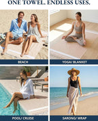 LANE LINEN Oversized Beach Towels, 2 Pack Turkish Towel Set for Adults, Lightweight, Quick Dry, Absorbent & Sand Proof, 39"x71" Pool Towels – Beige