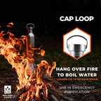 Tactiko Survival Stainless Steel Wide Mouth Water Bottle, Single Wall Boil-Safe, Leakproof, BPA-Free with Carry Sleeve and Strap for Camping, Hiking, Outdoor Prep (Black, 51 oz / 1500 ml)