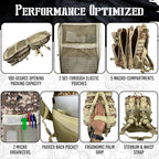 AMERICANPHOENIX 45L Elite Tactical Backpack | 3X Stronger Work & Military Backpack | Water Resistant and Heavy Duty | 3 Day MOLLE Bug Out Bag (Sand Storm)