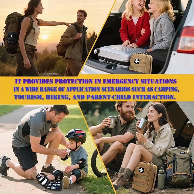 First Aid Kit EMT Medical IFAK Pouch, Molle Tactical Med Emergency Trauma Bag for Camping Home Car Hiking Hunting (Tan)