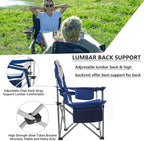 FUNDANGO 2 Packs Oversized Camping Chair with Lumbar Back Support Padded Outdoor Heavy Duty Camping Chair for Adults with Cup Holder, Armrest, Support 300 lbs