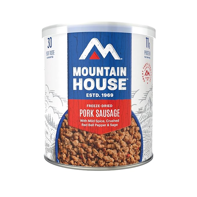 Mountain House Pork Sausage & FreezeDried Food for Camping, 25 Servings, 30Year ShelfLife
