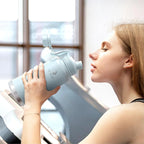 IDEUS Insulated Stainless Steel Water Bottle with 2 Leak-Proof Lids, Thermal Water Flask for Hiking Biking, 32oz, Light Blue