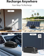 Portable Power Station 150W, 133.2 Wh/36000mAh Fast Charging, Rechargeable Generator with 5 Outputs, AC Outlets Power Bank with LED Light for Backup Home Outdoor Emergency Travel Camping RV